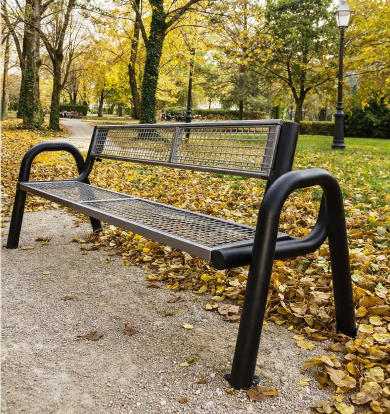 Banc urbain acier avec accoudoirs et assise métallique — Artan Solid