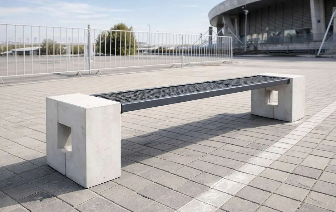 Banc urbain Mato Solid sans Dossier en acier et béton
