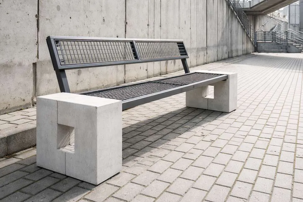 Banc urbain Mato Solid en acier et béton