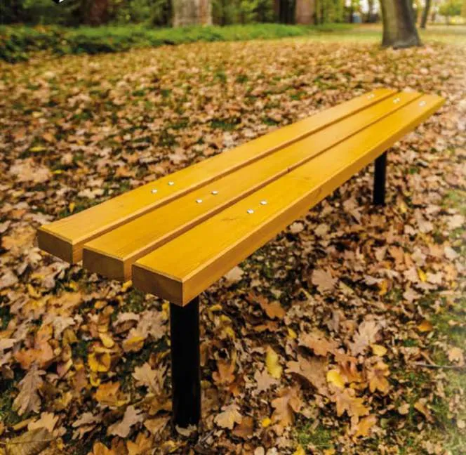 Banc urbain compact acier et bois sans dossier — Std