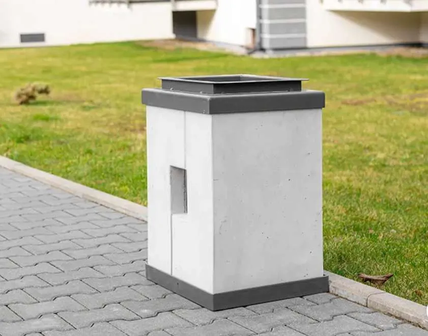 Corbeille urbaine Betona 2 en acier et béton