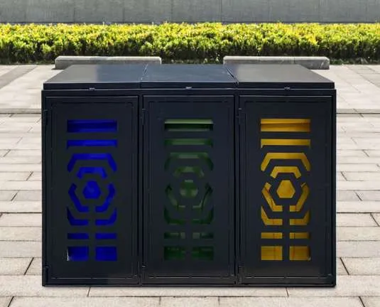Corbeille de tri conçue pour recevoir trois bacs plastiques de 120 litres (en option ou sur commande) — Titan 3