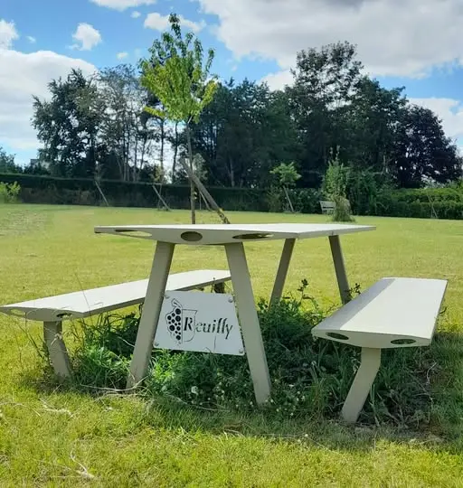 Table de pique-nique métallique personnalisée installée dans un parc